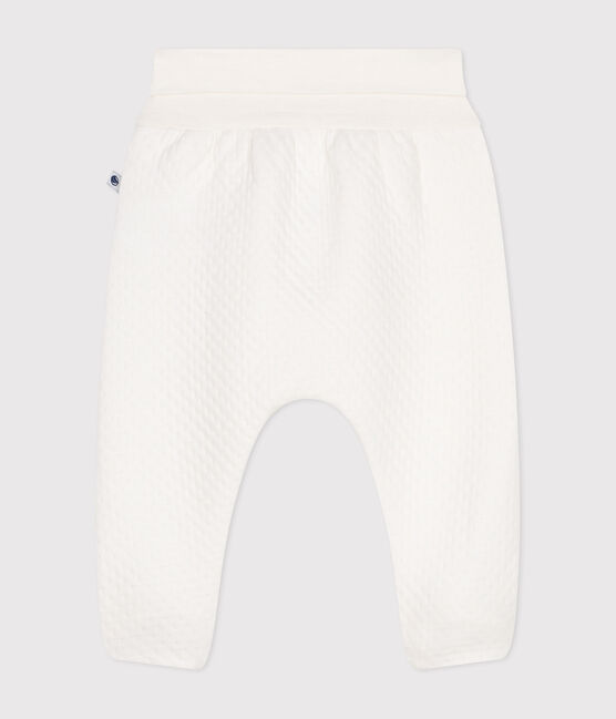 Baby-Hose mit Füßchen aus gestepptem Doppeljersey weiss MARSHMALLOW