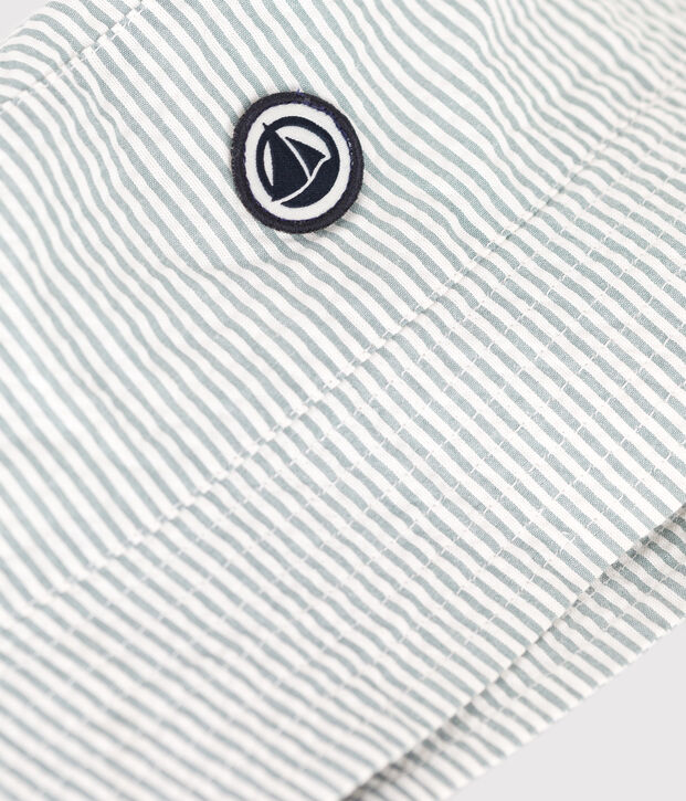 KINDERBOB AUS SEERSUCKER-BAUMWOLLE F&Uuml;R JUNGEN weiss/gr&uuml;n