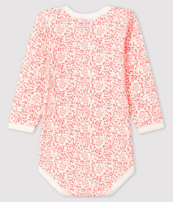 Langärmliger Baby-Body für Mädchen weiss MARSHMALLOW/rosa GRETEL