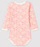 Langärmliger Baby-Body für Mädchen weiss MARSHMALLOW/rosa GRETEL