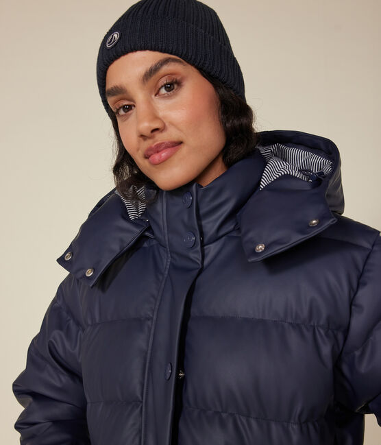 Damen-Winterjacke mit PU-Beschichtung blau SMOKING