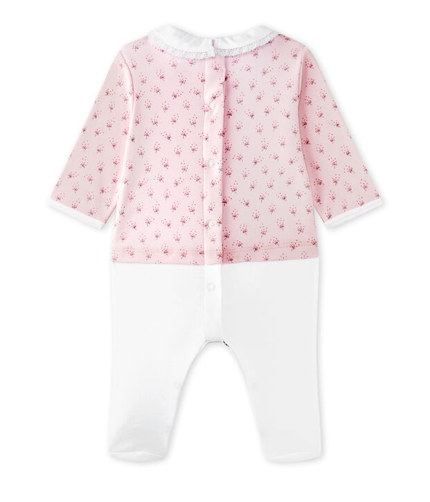 Baby-M&auml;dchen-Wickelhemd-Einteiler im Materialmix rosa/vielfarbig