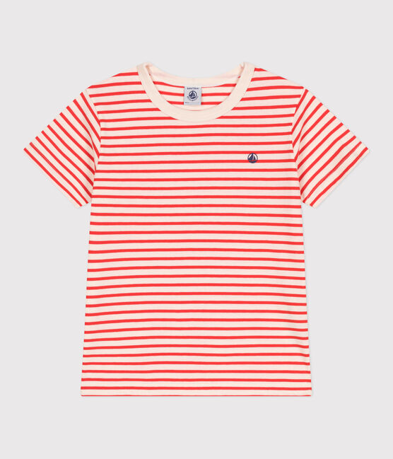 Kurzärmeliges Kinder-T-Shirt aus Baumwolle mit Streifen rot AVALANCHE/ SPICY