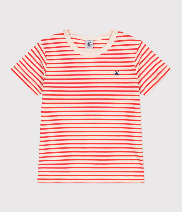 Kurz&auml;rmeliges Kinder-T-Shirt aus Baumwolle mit Streifen rot/rot