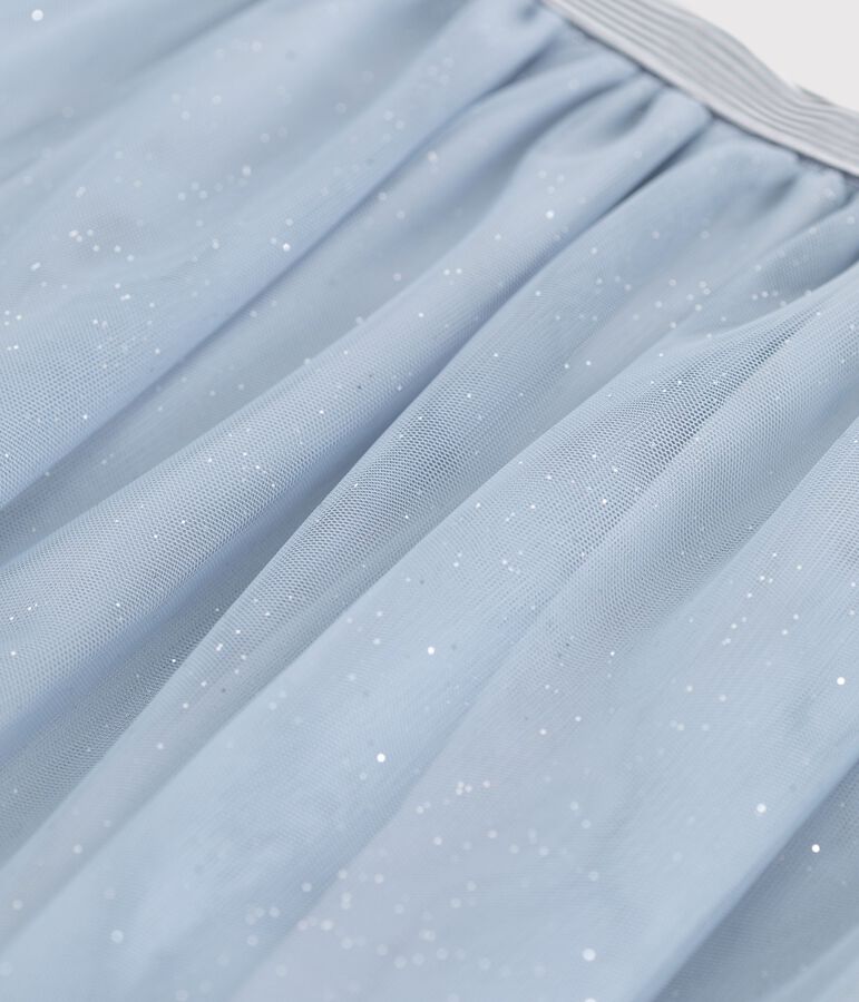 Kinder-Rock aus einfarbigem T&uuml;ll mit Pailletten blau/grau