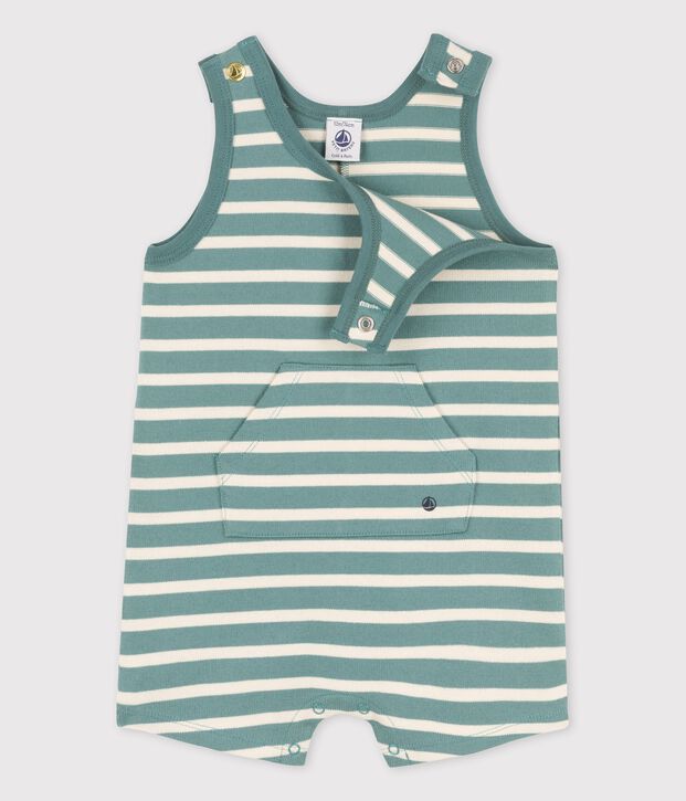 Baby-Kurzoverall aus dickem Jersey gr&uuml;n/naturfarben