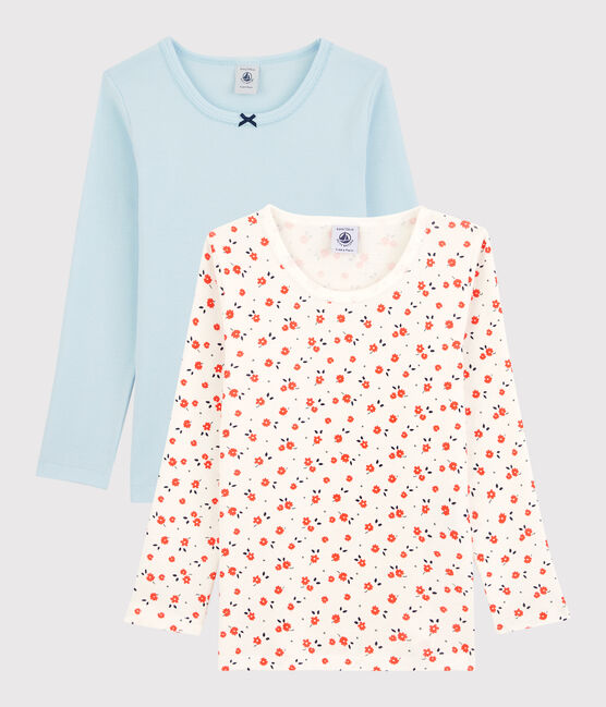 2er-Set langärmelige T-Shirts aus Bio-Baumwolle mit Blumenmuster für Mädchen variante 1