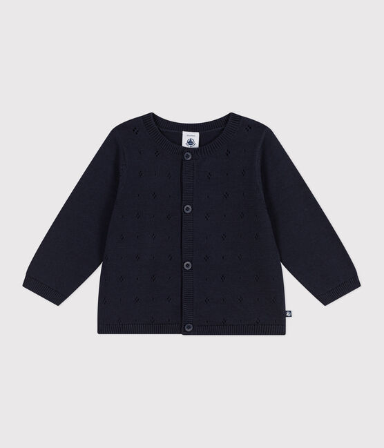 Baby-Cardigan aus einfarbigem Baumwollstrick blau SMOKING