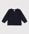 Baby-Cardigan aus einfarbigem Baumwollstrick blau SMOKING