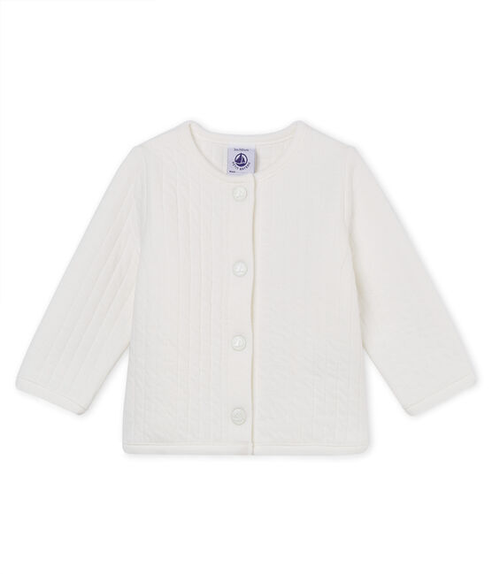 Baby-cardigan aus gestepptem doppeljersey mädchen weiss MARSHMALLOW
