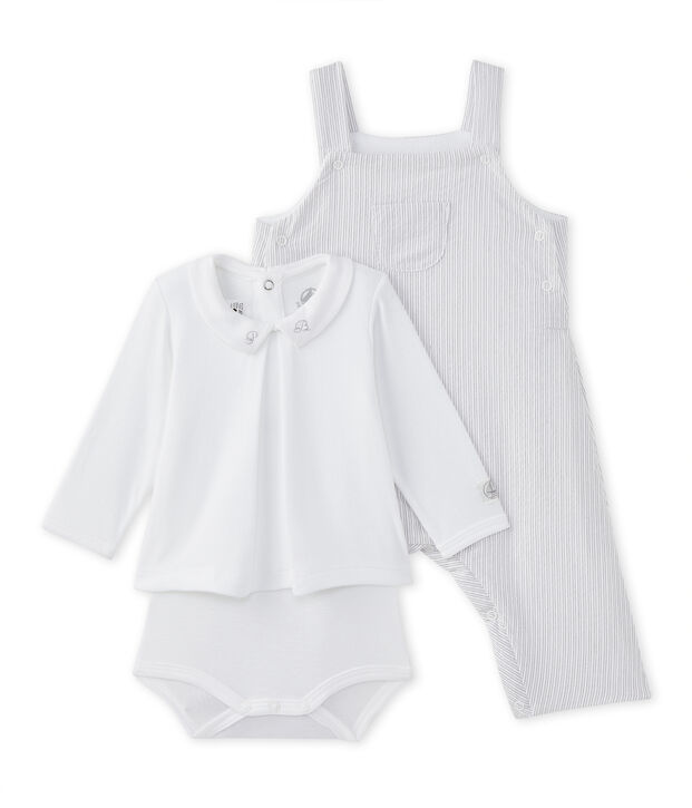 Zweiteiliges Baby-Jungen-Set weiss/beige