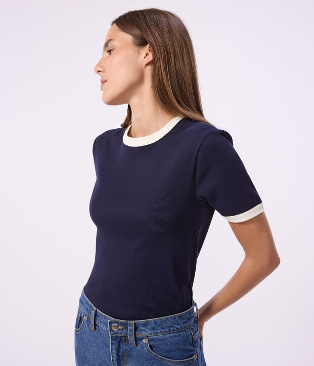 Kurz&auml;rmeliges Damen T-Shirt aus einfarbiger Baumwolle SMOKING