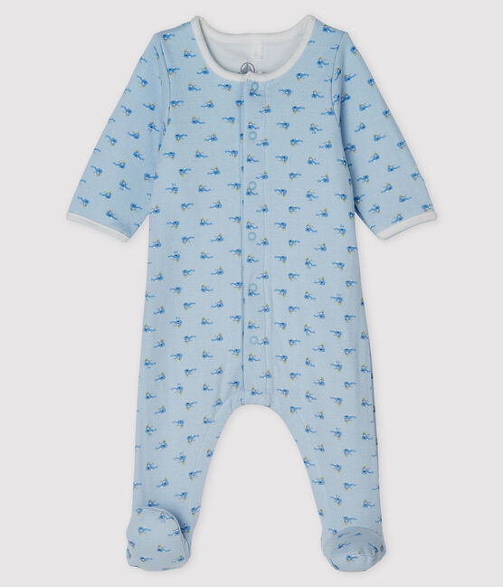 Baby-Bodyjama aus Doppeljersey blau FRAICHEUR/weiss MULTICO