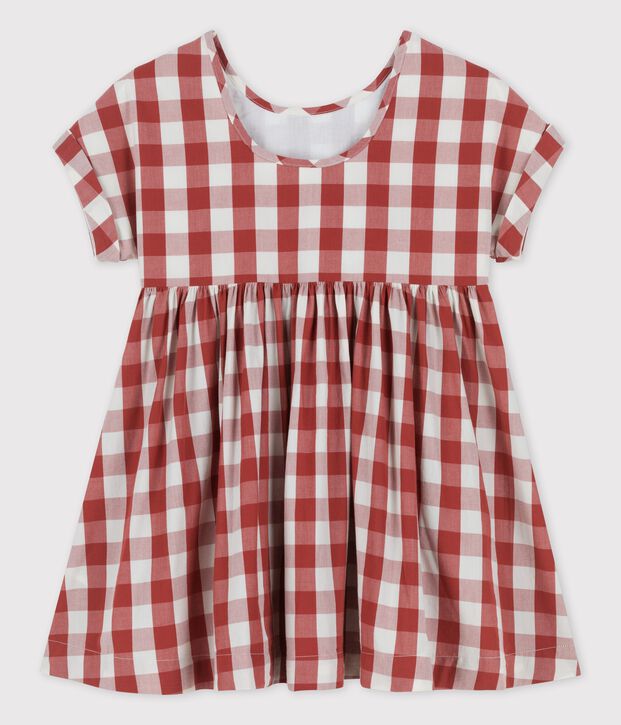 Kurz&auml;rmeliges Kinderkleid aus Popeline f&uuml;r M&auml;dchen braun/naturfarben