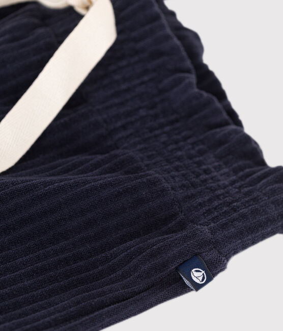 Weite Kinderhose aus Fein-Cord für Mädchen blau SMOKING