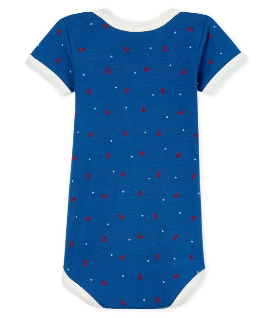Kurzärmeliger Baby-Body für Jungen weiss MARSHMALLOW/weiss MULTICO