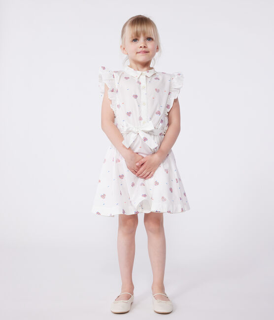 Ärmelloses Kinder-Kleid aus Baumwolle mit Herz-Motiv weiss AVALANCHE/ MULTICO