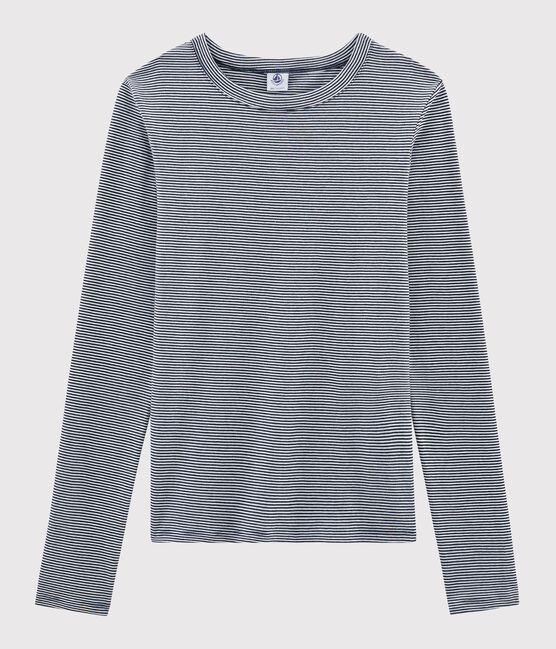 Damen-T-Shirt mit Rundhalsausschnitt blau SMOKING/weiss MARSHMALLOW