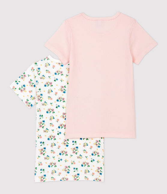 2er-Set kurzärmelige T-Shirts aus Bio-Baumwolle mit Blumenmuster für Mädchen variante 1