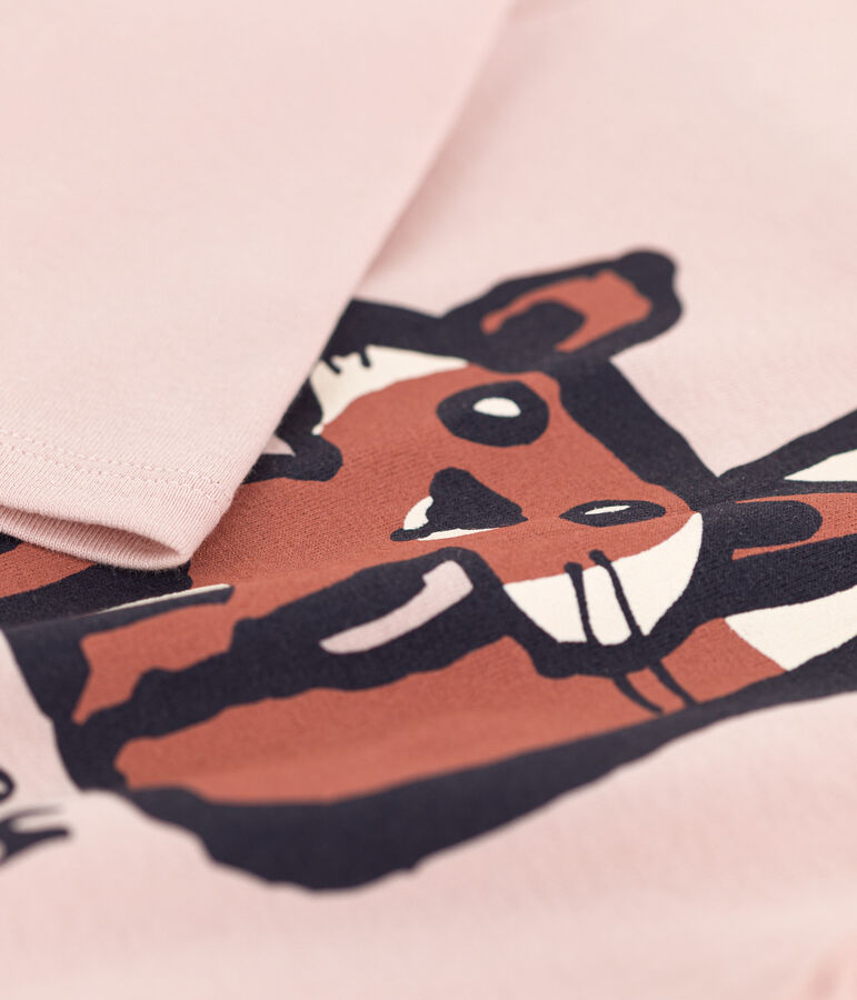 Lang&auml;rmeliges Kinder-T-Shirt aus Baumwolle f&uuml;r M&auml;dchen und  Jungen rosa