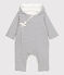 Gestreifter Baby-Langoverall aus Baumwolle und mit Kapuze weiss MARSHMALLOW/blau SMOKING