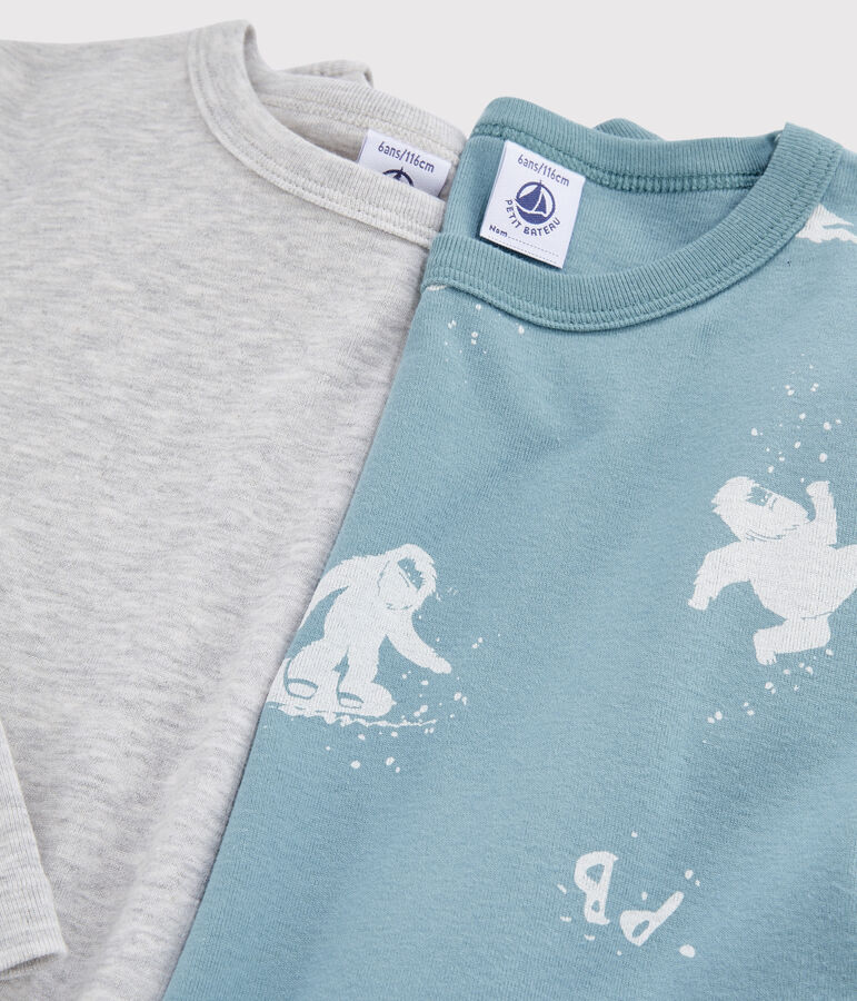 2er-Set lang&auml;rmlige T-Shirts mit Yeti-Print f&uuml;r kleine Jungen vielfarbig