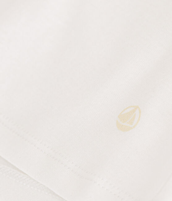 Damen-T-Shirt L’ICONIQUE aus Baumwolle mit Mäusezähnchen weiss ECUME