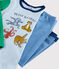Yoga-Kinderpyjama aus Rippstrick mit Tieren für Jungen blau ALASKA/weiss MULTICO