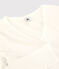 Damen-T-Shirt L’ICONIQUE aus Baumwolle mit Mäusezähnchen weiss ECUME