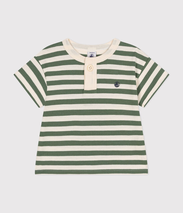 Kurz&auml;rmeliges Baby-T-Shirt aus Jersey gr&uuml;n/naturfarben