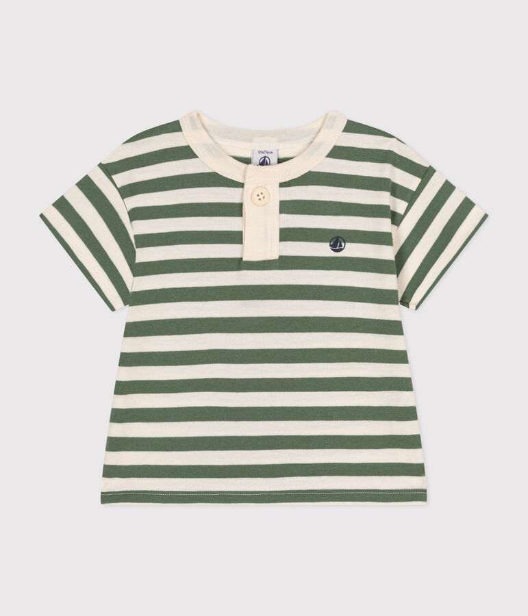 Kurz&auml;rmeliges Baby-T-Shirt aus Jersey gr&uuml;n/naturfarben