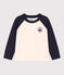 Langärmeliges T-Shirt aus Baumwolle für Kinder/Jungen weiss AVALANCHE/blau SMOKING