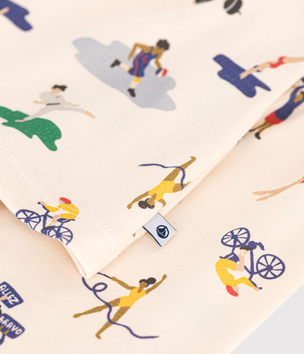 Kinder-Pyjama aus Baumwolle mit Sportmotiven naturfarben/vielfarbig