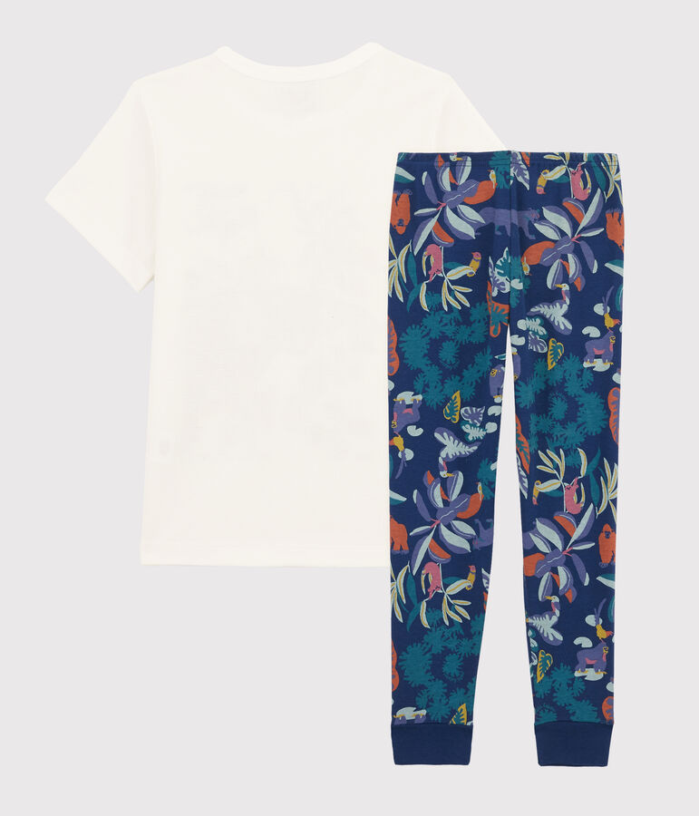 Pyjama aus Rippstrick mit Dschungelmotiv f&uuml;r Jungen blau/vielfarbig