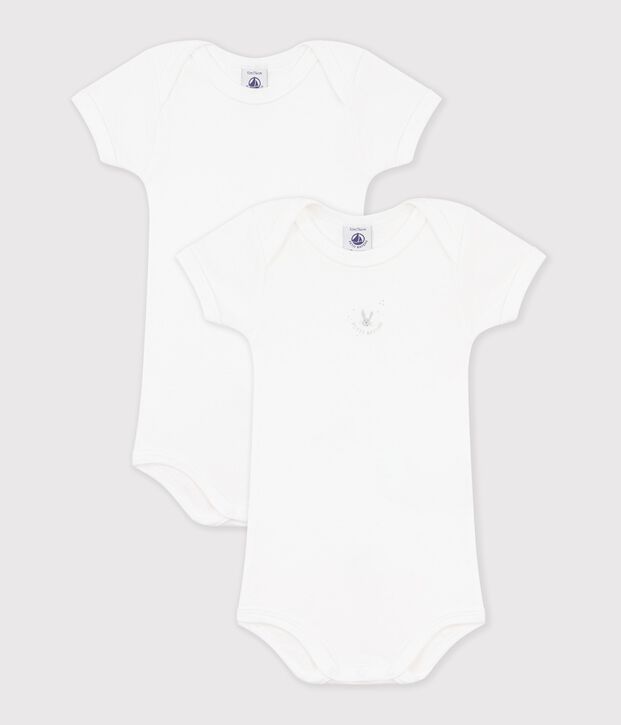 Lot de 2 bodies blancs manches courtes b&eacute;b&eacute; vielfarbig