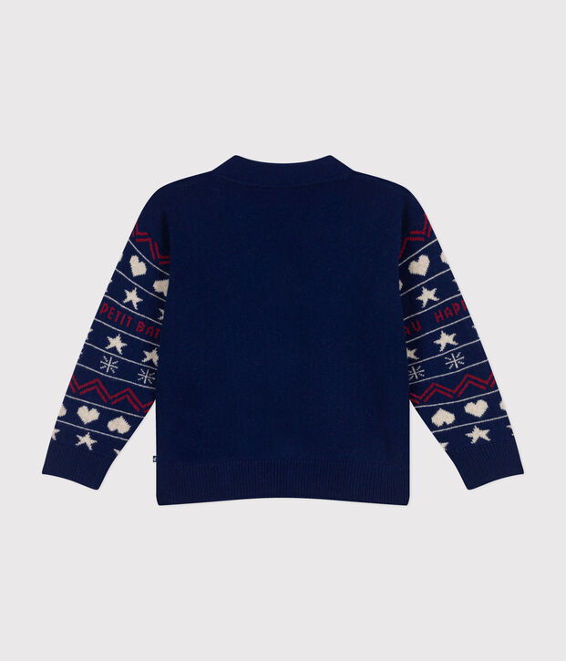 Kinder-Cardigan aus Woll- und Baumwoll-Jacquard f&uuml;r Jungen blau/vielfarbig