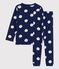 Kinderpyjama aus Bio-Baumwolle mit Pünktchenmuster blau MEDIEVAL/weiss MARSHMALLOW