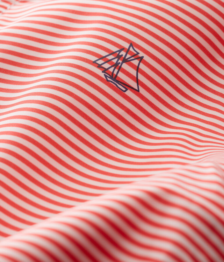 Gestreifte Baby-Windjacke Unisex rosa GROSEILLER/weiss MARSHMALLOW