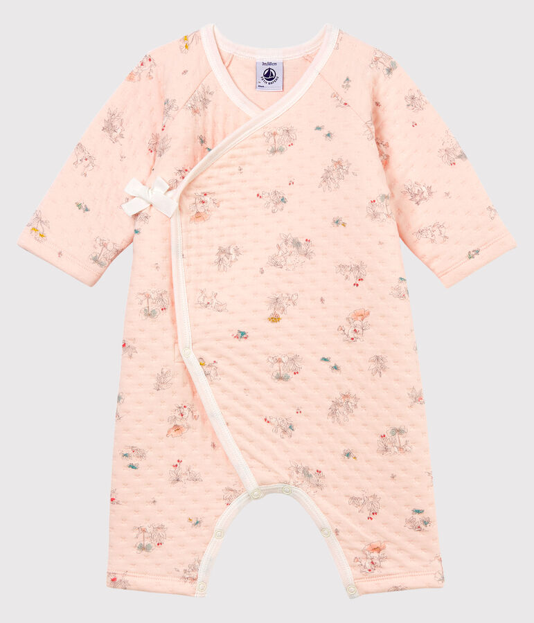 Baby Strampler aus gedoppeltem Jersey f&uuml;r M&auml;dchen rosa/blau/vielfarbig