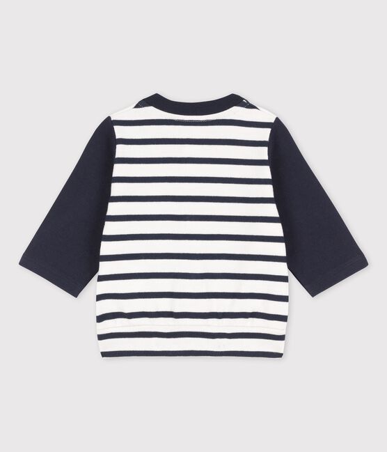 Baby-College-Jacke aus Jersey weiss MARSHMALLOW/blau SMOKING