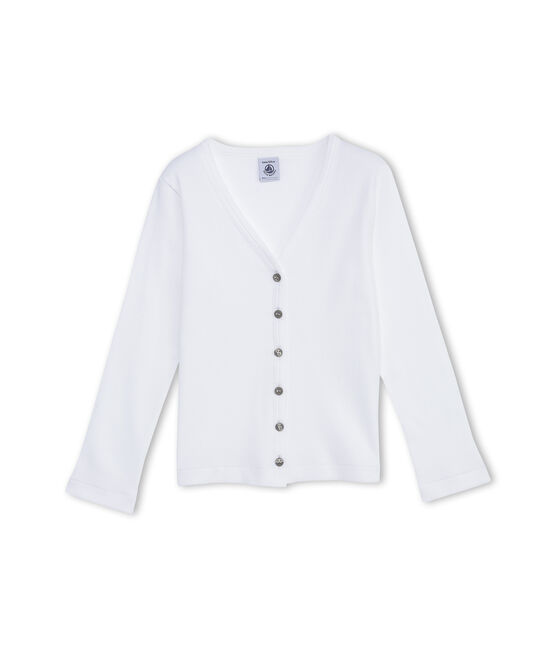 Cardigan für Mädchen uni weiss ECUME
