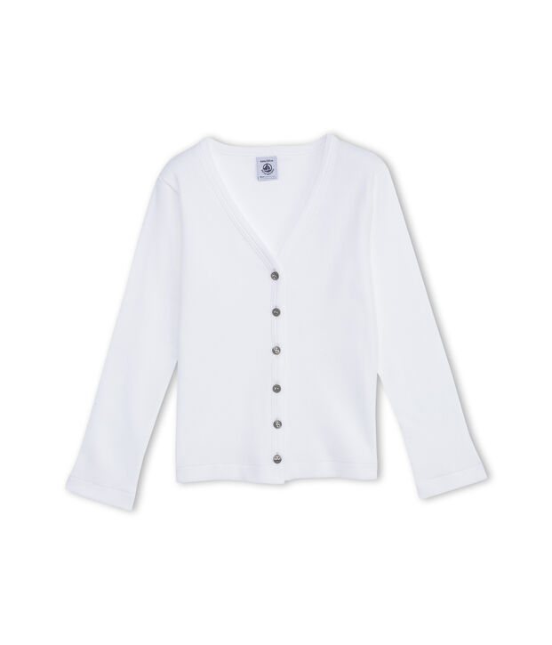Cardigan f&uuml;r M&auml;dchen uni weiss