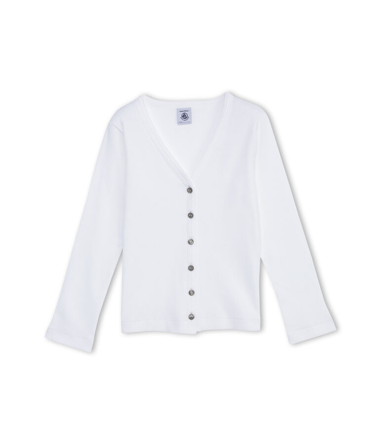 Cardigan f&uuml;r M&auml;dchen uni weiss