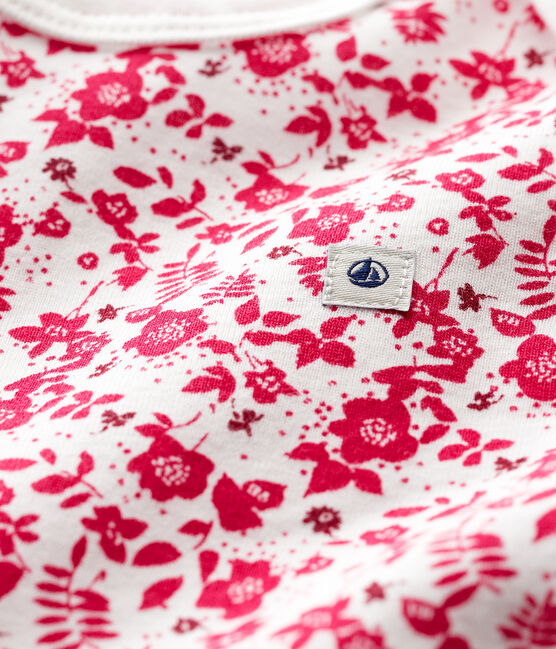 Kurzärmeliger Baby-Body für Mädchen weiss MARSHMALLOW/rosa FLASHY