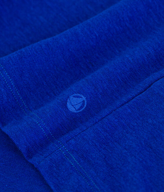 Kurzärmeliges Damen-T-Shirt aus Leinen blau SURF