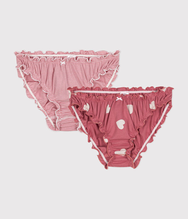 2er-Set Damen-Slips aus Baumwolle mit R&uuml;schen vielfarbig