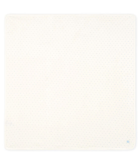 Decke für Neugeborene aus Rippstrick weiss MARSHMALLOW/blau ACIER