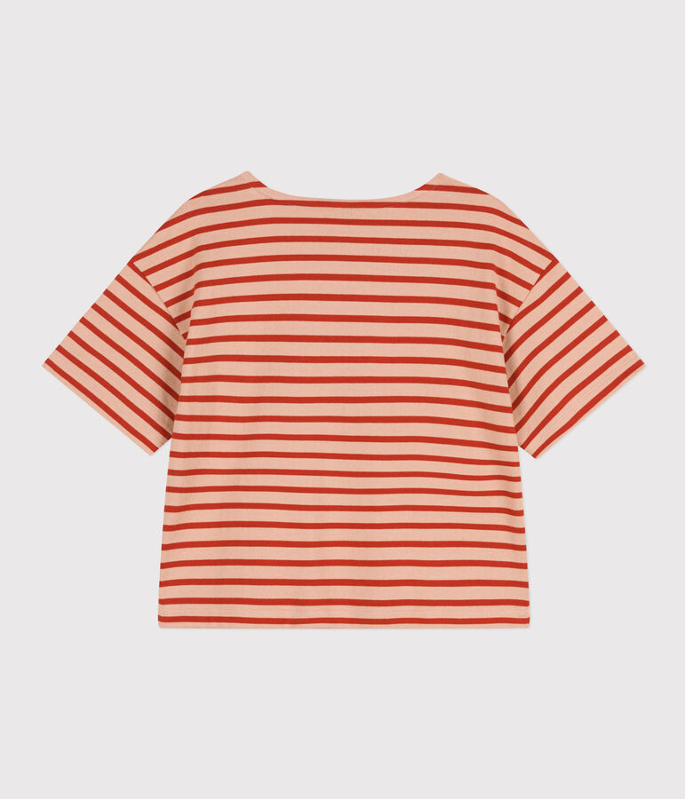 Streifenshirt aus Baumwolle f&uuml;r Damen beige/rot