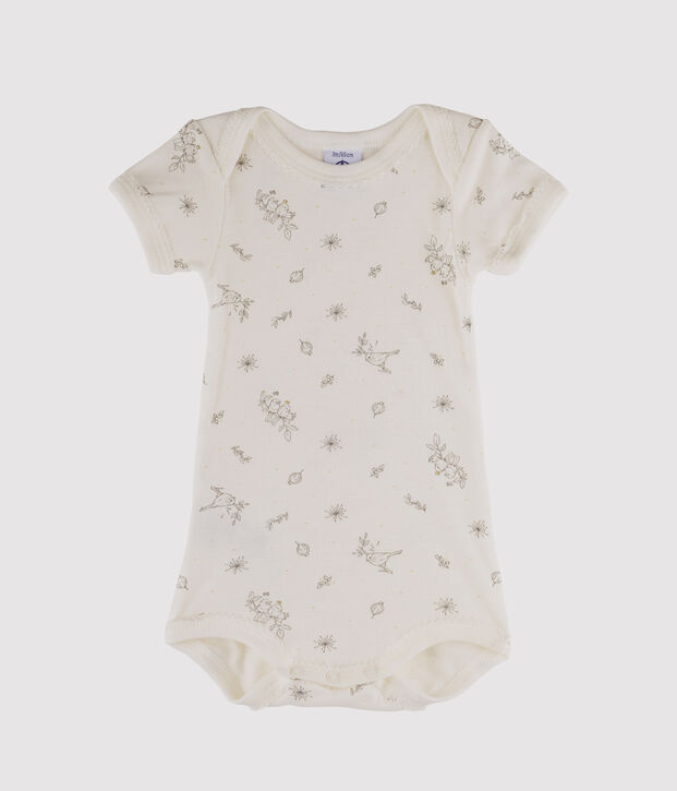 Kurz&auml;rmeliger Baby-Body f&uuml;r M&auml;dchen weiss/vielfarbig