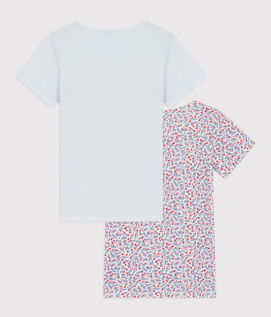 2er-Set geblümen kurzärmeligen T-Shirts aus Baumwolle für Mädchen variante 1